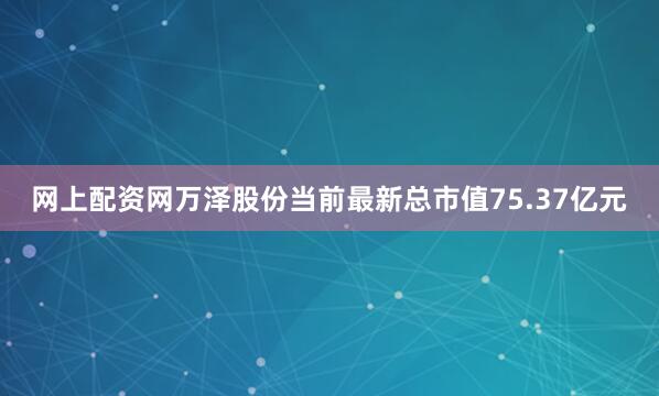 网上配资网万泽股份当前最新总市值75.37亿元